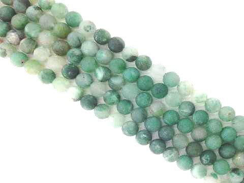 Matte Green Chalcedony Round Beads 6mm